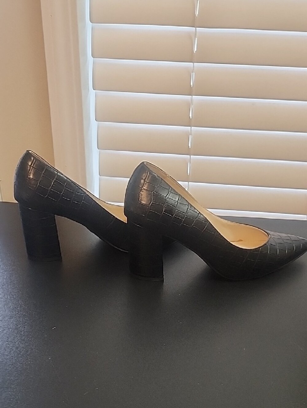 Liz Claiborne Black Croc-Embossed Pointed Toe Flats - Picture 4 of 8